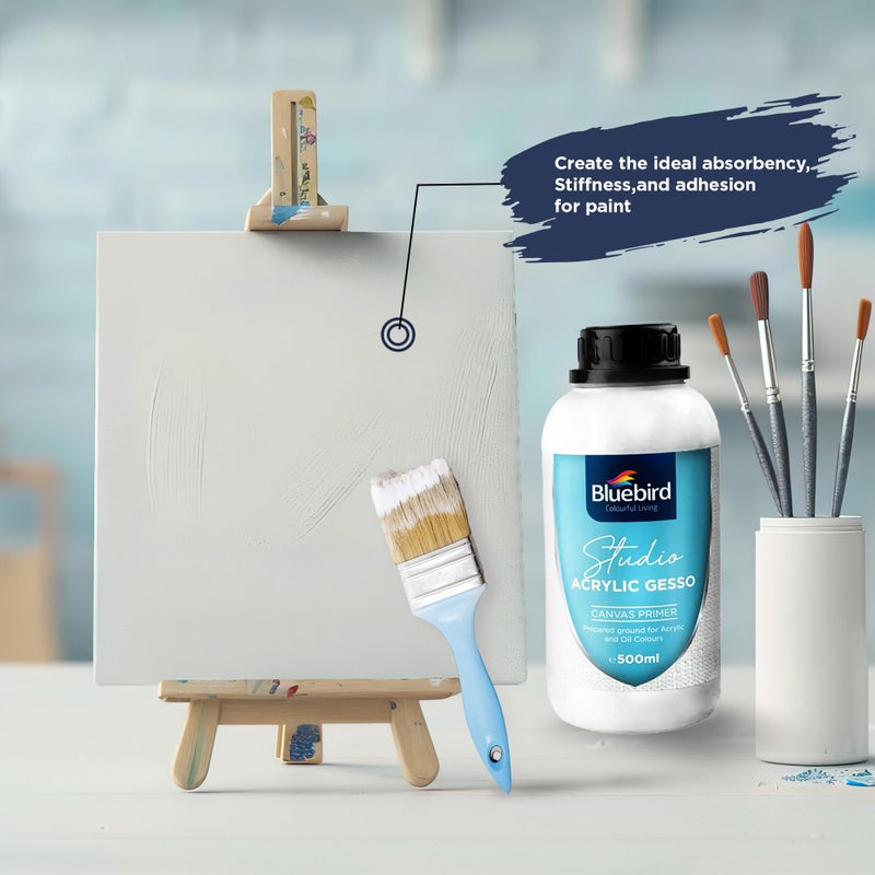 BLUEBIRD Studio Acrylic Gesso - Liquid Gesso Primer for Arylic Painting, Surface Prep Medium (White, 16.9 Fl Oz) - Image 3